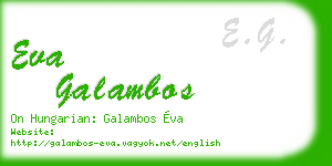 eva galambos business card